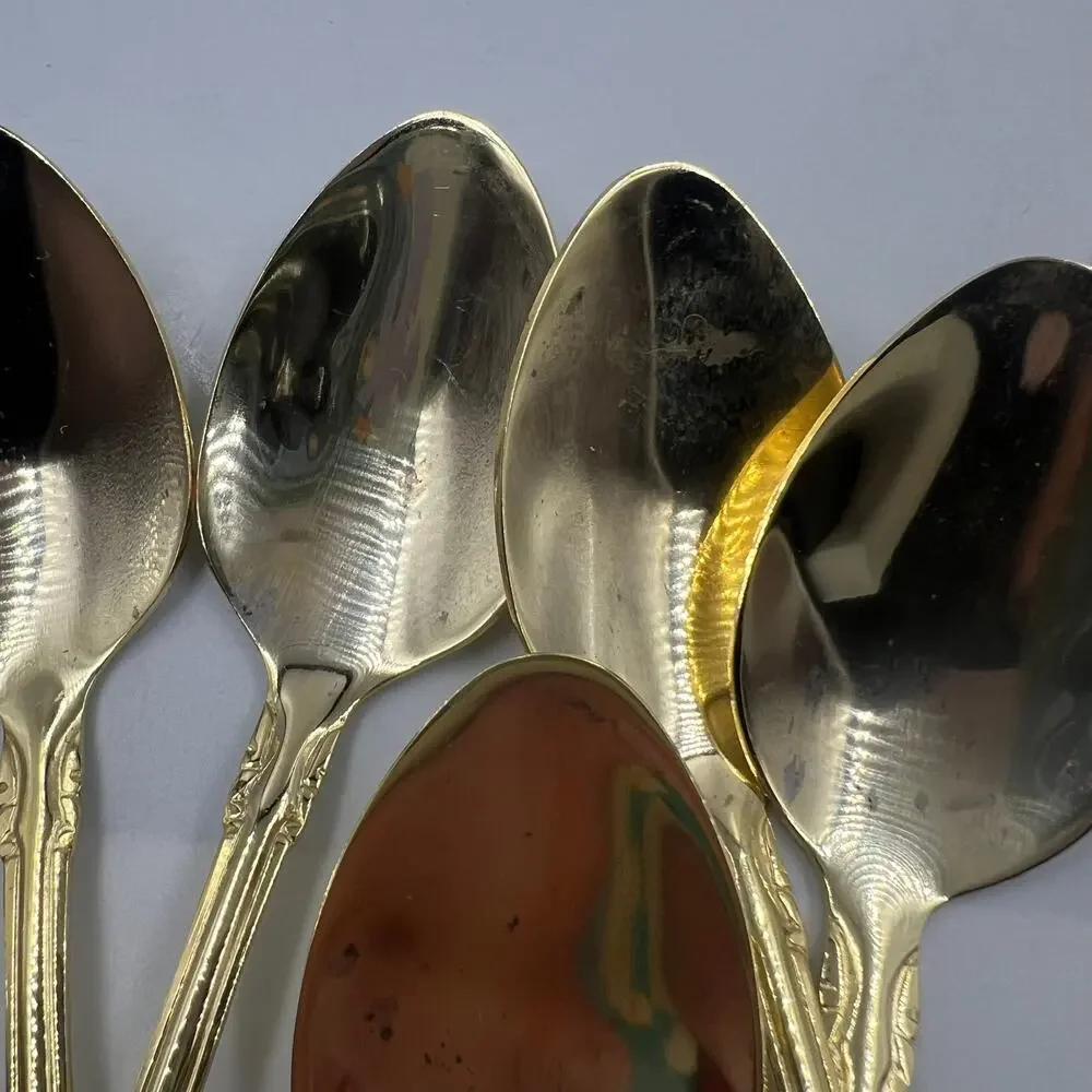 Vtg 45 Piece Alco Prescott Forge Regency Style Goldware Stainless Steel Flatware